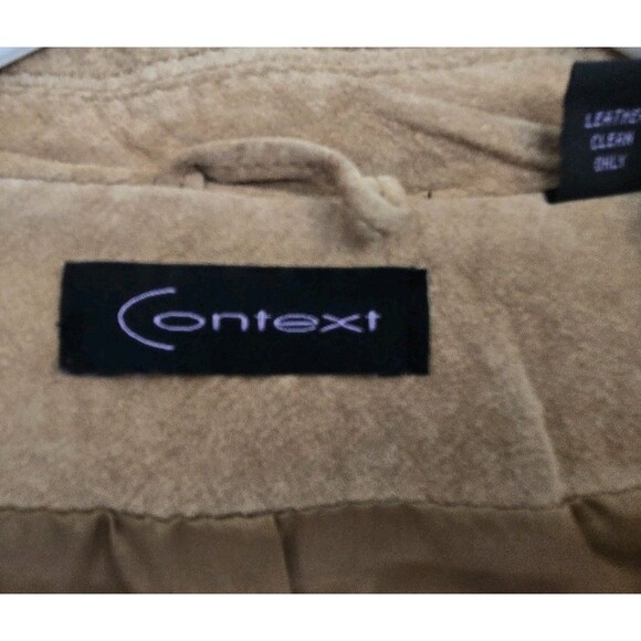 Vtg Context Womens 14 Jacket Y2K Suede Brown Blazer 100% Leather Cowgirl Western - Picture 4 of 8